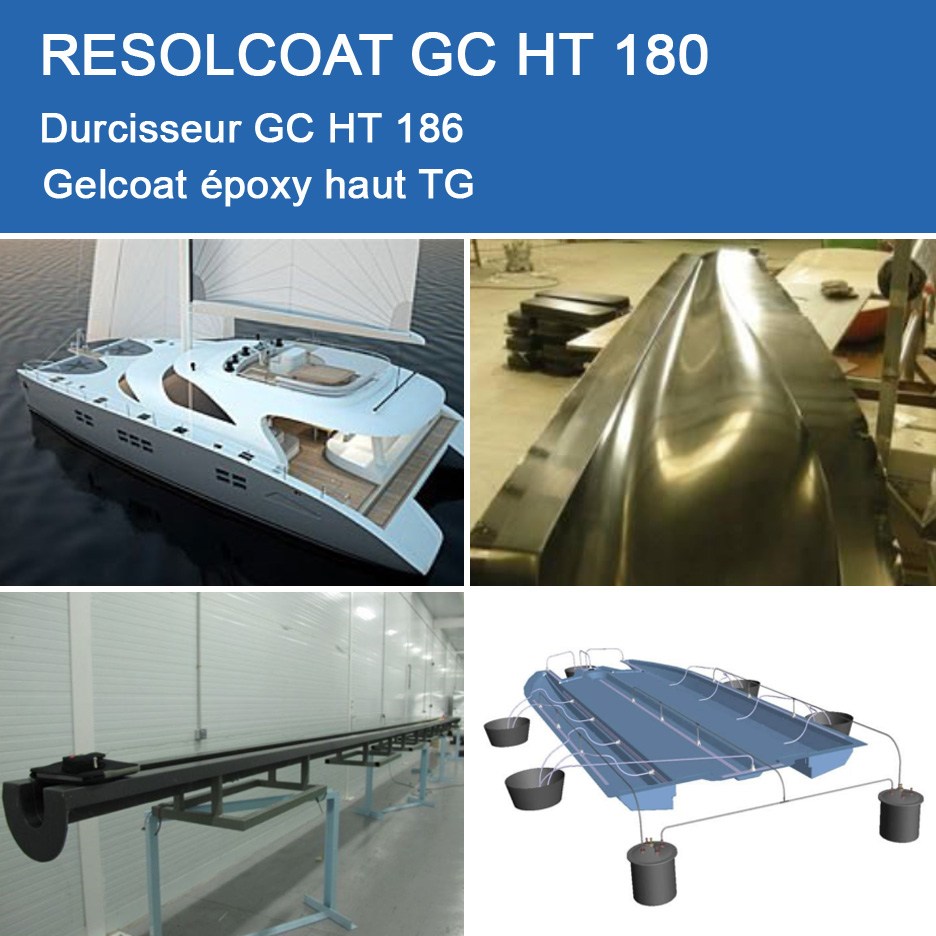 Applications de GC HT 180 pour Gelcoats et Topcoats